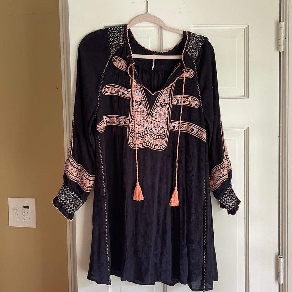 Free People navy and pink dress